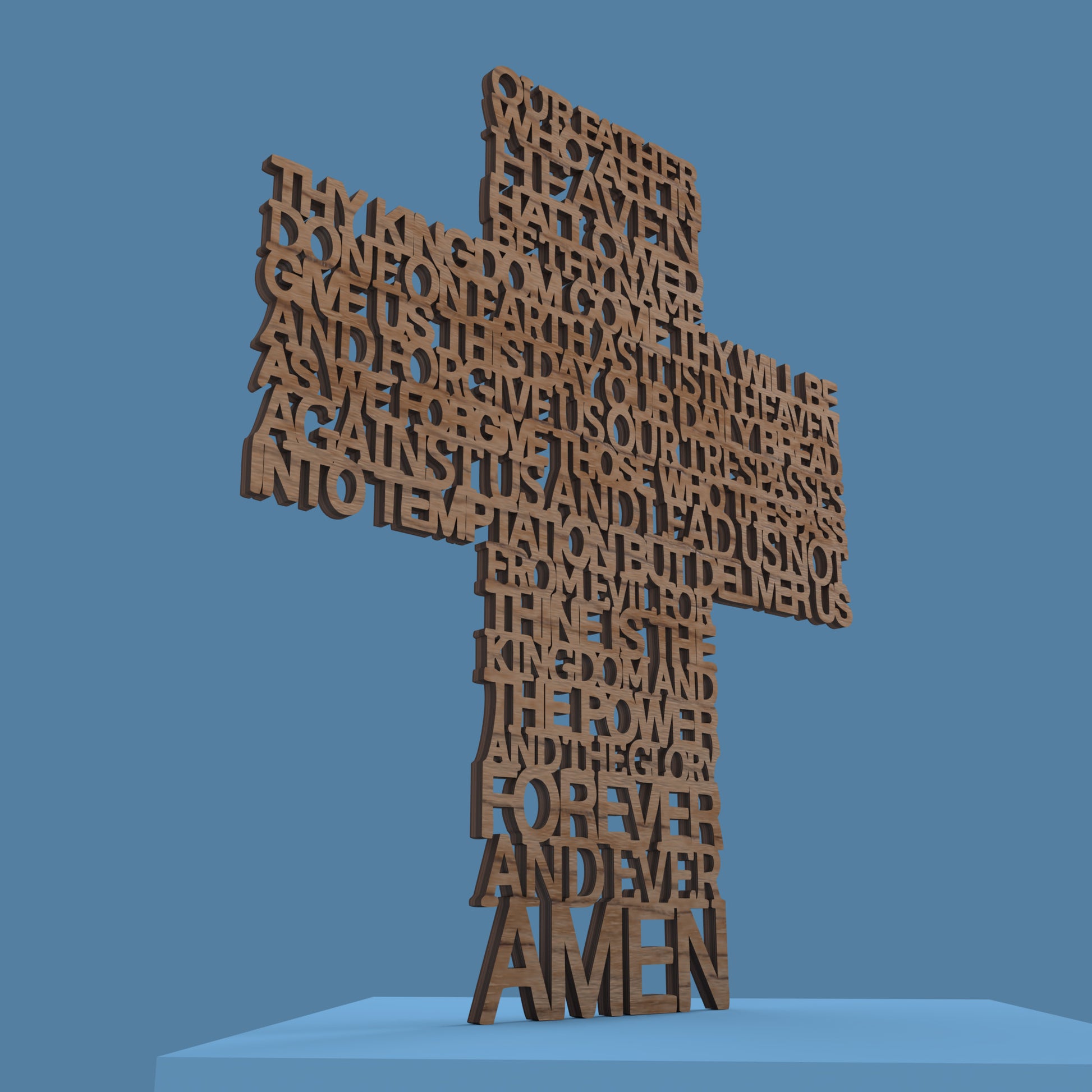 Lord's Prayer (Our Father) Cross Extended Version -Laser Cut File - The X Laser Files