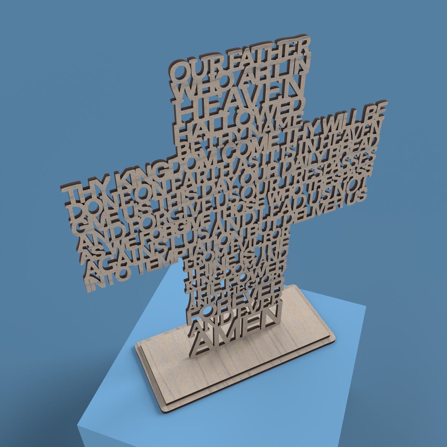 Lord's Prayer (Our Father) Cross Extended Version -Laser Cut File - The X Laser Files