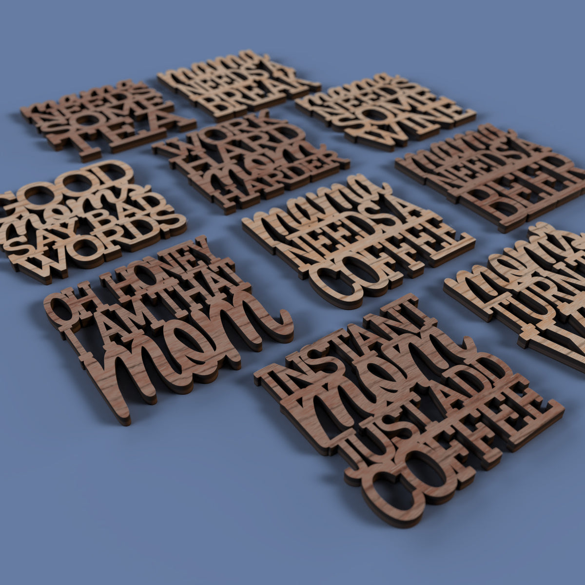 Mom Coasters -Laser Cut File - The X Laser Files