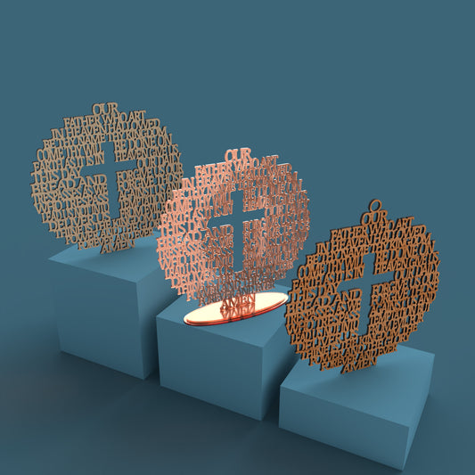 Lord's Prayer (Our Father) Circle with Cross Extended Version -Laser Cut File - The X Laser Files