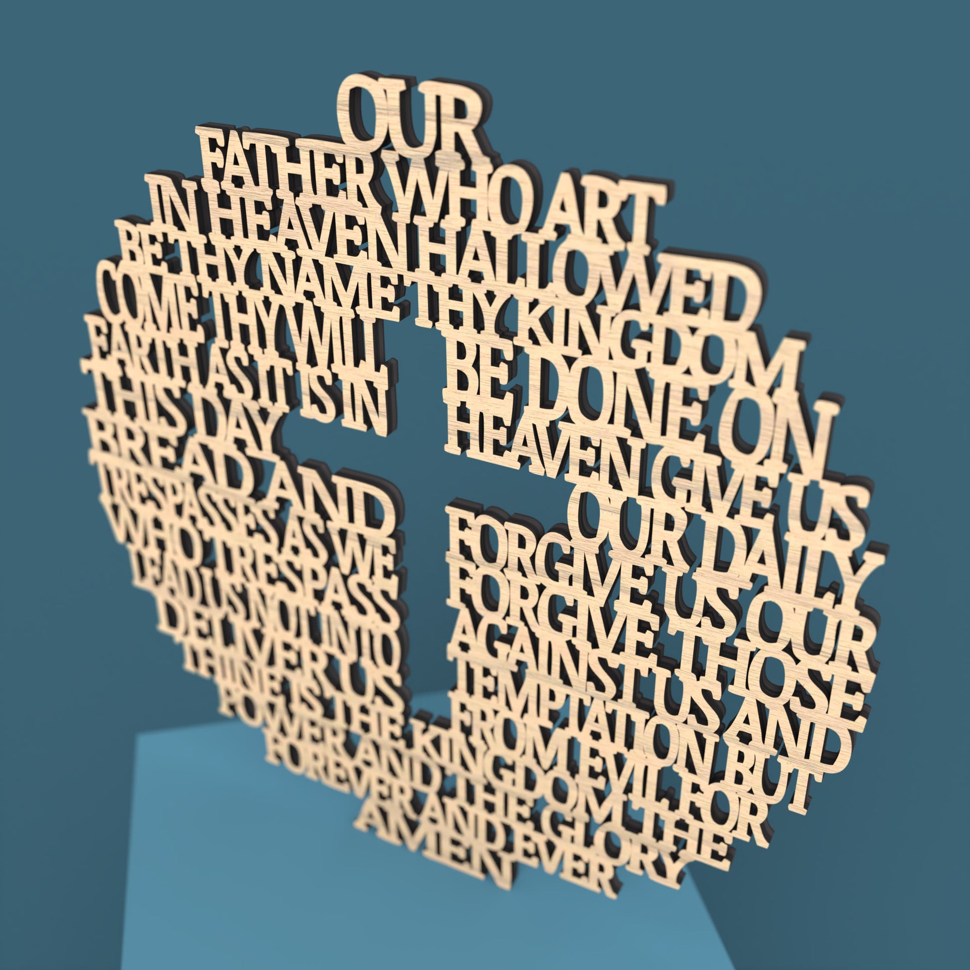 Lord's Prayer (Our Father) Circle with Cross Extended Version -Laser Cut File - The X Laser Files