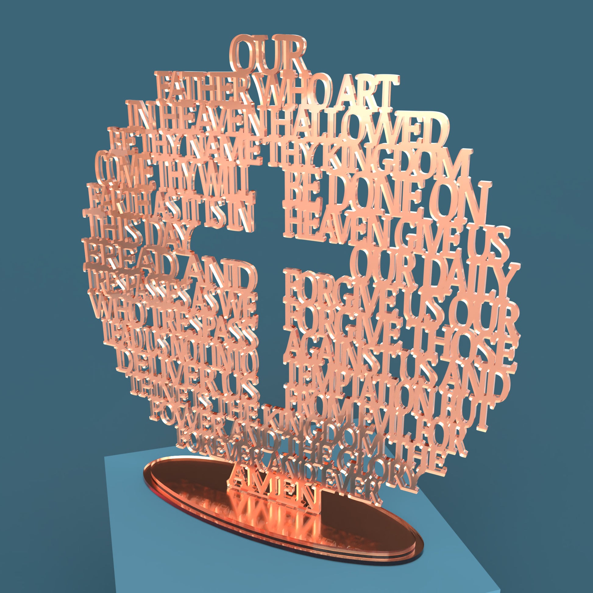 Lord's Prayer (Our Father) Circle with Cross Extended Version -Laser Cut File - The X Laser Files