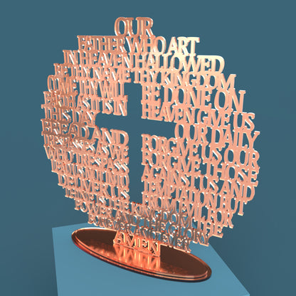 Lord's Prayer (Our Father) Circle with Cross Extended Version -Laser Cut File - The X Laser Files