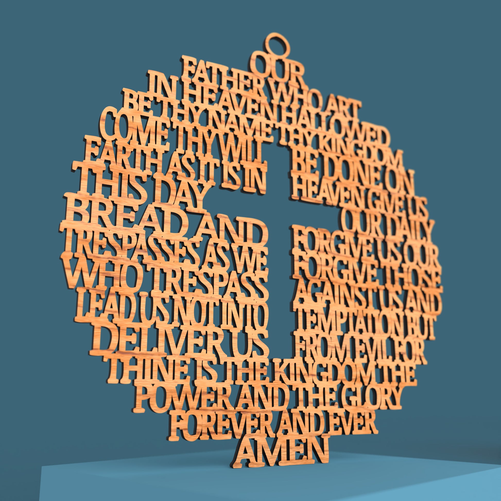 Lord's Prayer (Our Father) Circle with Cross Extended Version -Laser Cut File - The X Laser Files