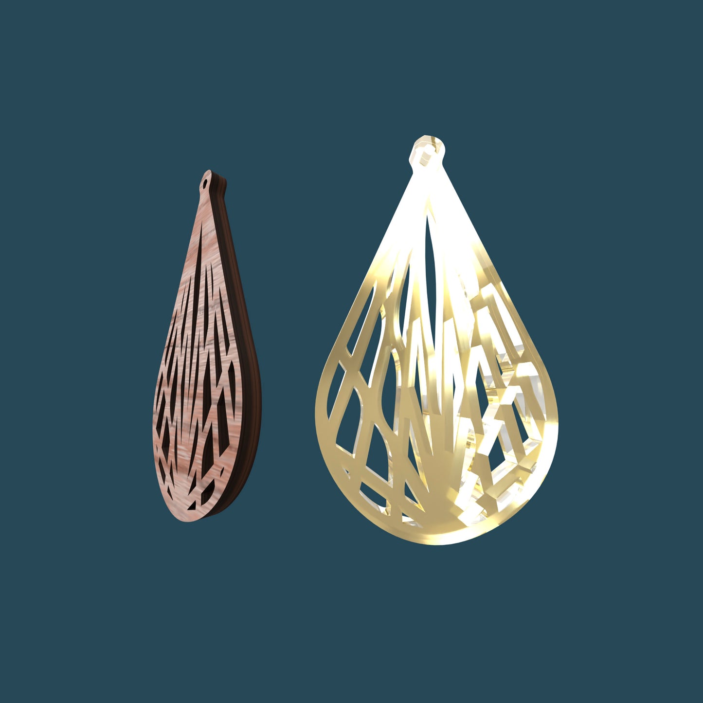 Drop Geometric Earrings - Laser cut vector file