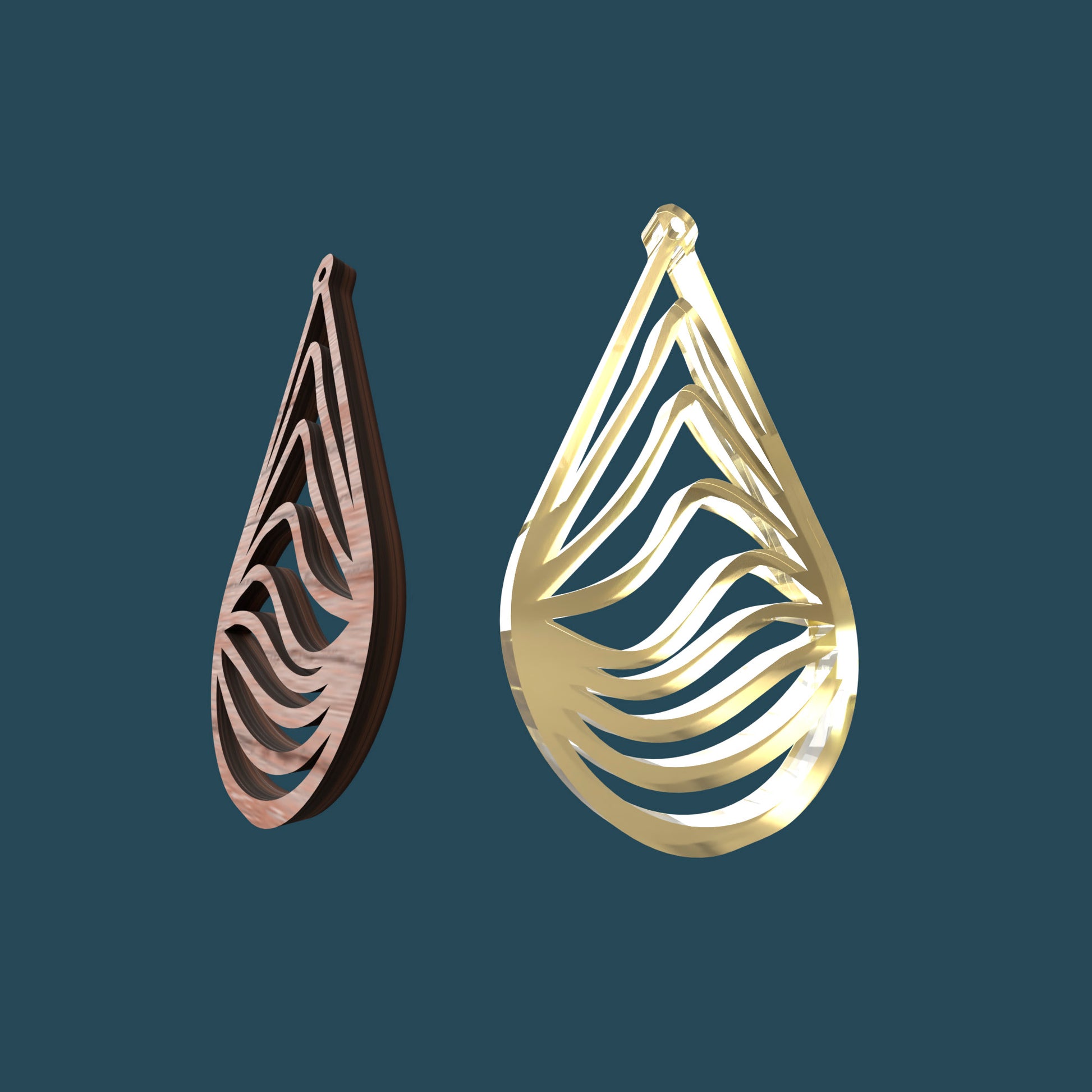 Drop Geometric Earrings - Laser cut vector file