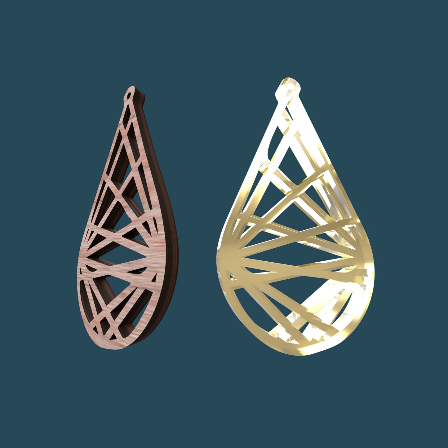 Drop Geometric Earrings - Laser cut vector file