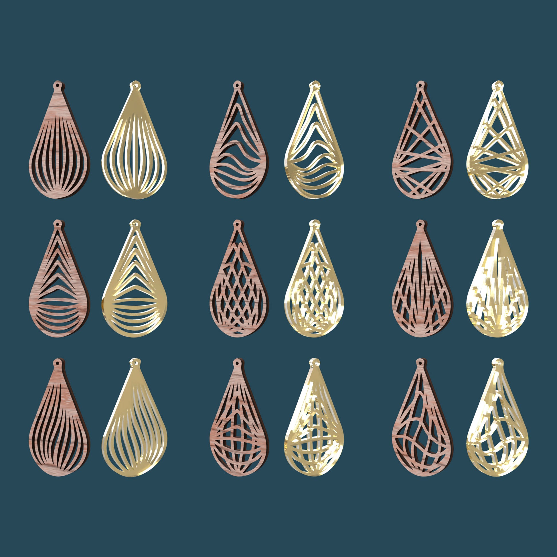 Drop Geometric Earrings - Laser cut vector file