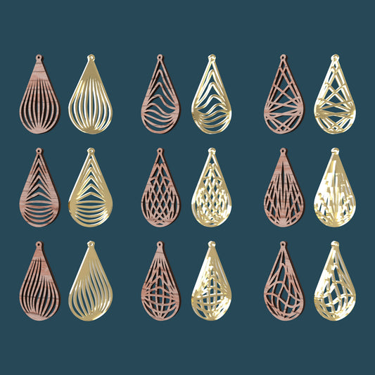 Drop Geometric Earrings - Laser cut vector file