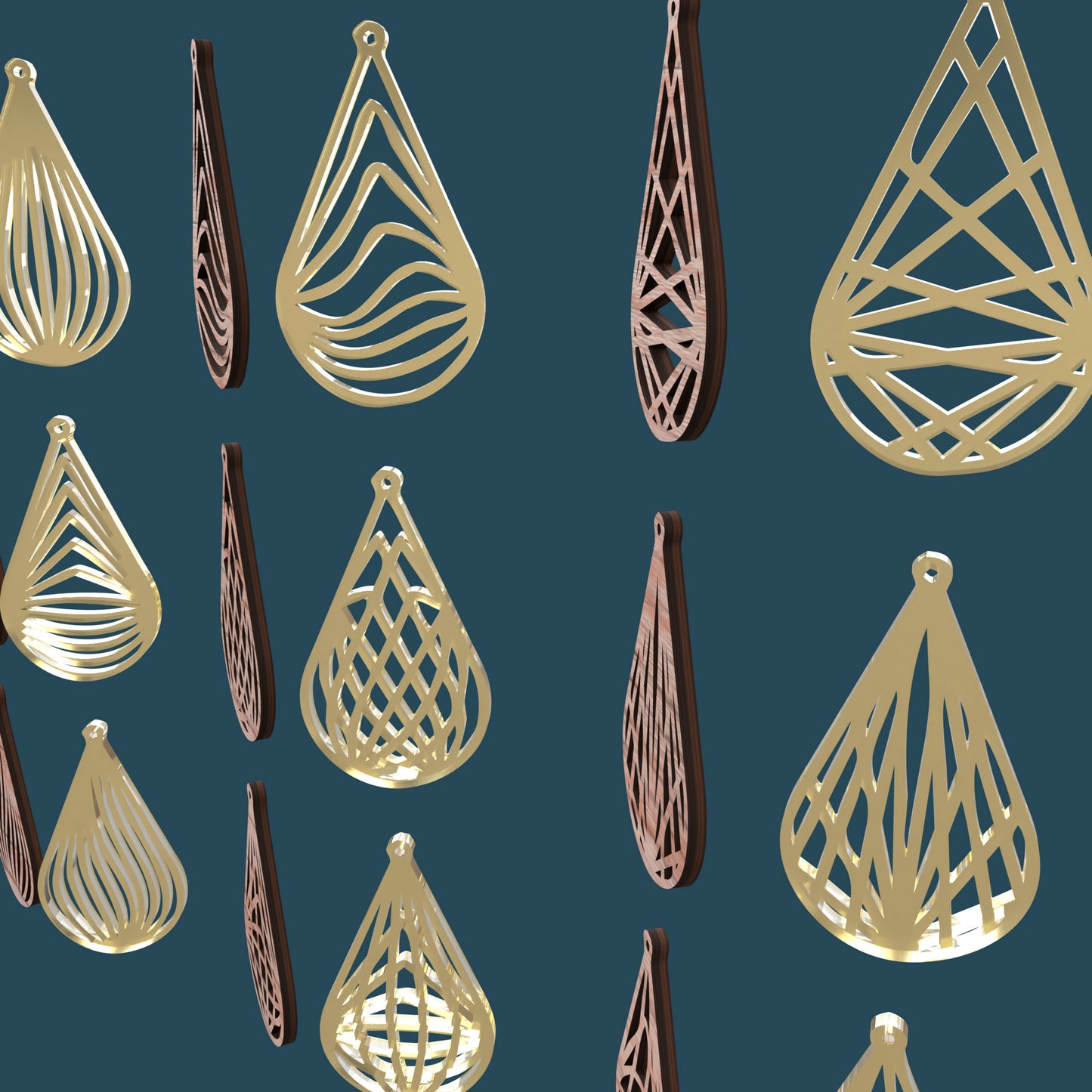 Drop Geometric Earrings - Laser cut vector file