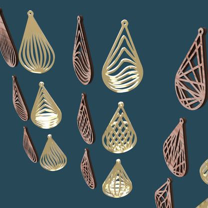 Drop Geometric Earrings - Laser cut vector file