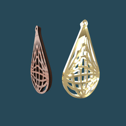 Drop Geometric Earrings - Laser cut vector file