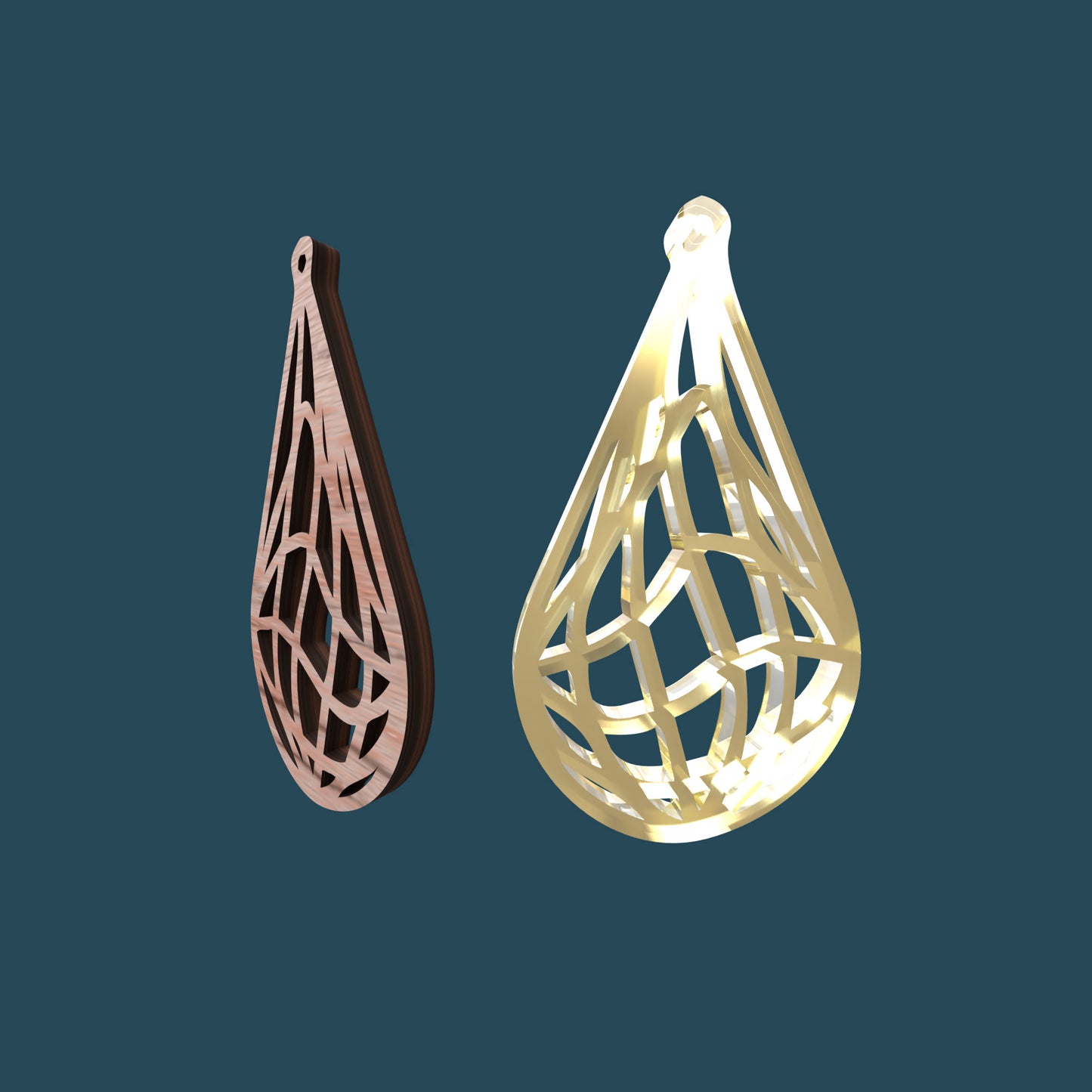 Drop Geometric Earrings - Laser cut vector file