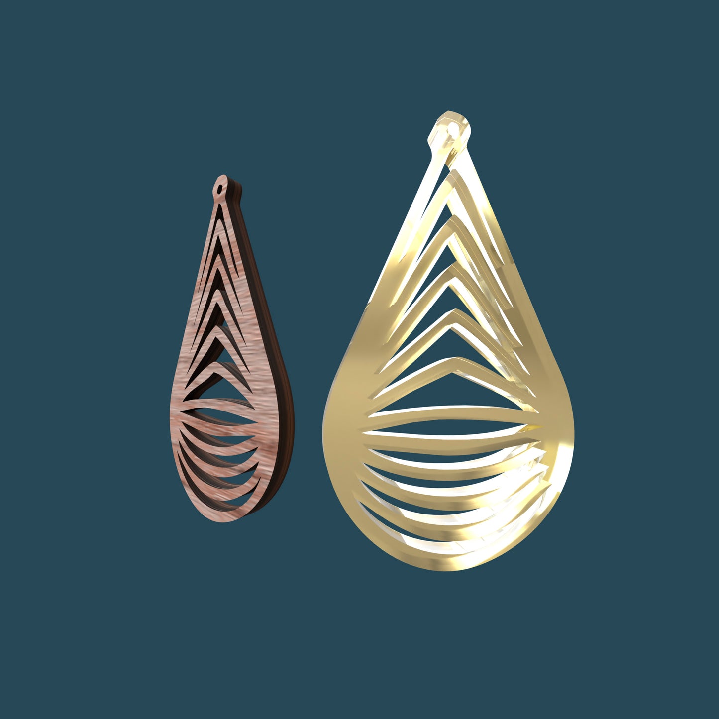 Drop Geometric Earrings - Laser cut vector file