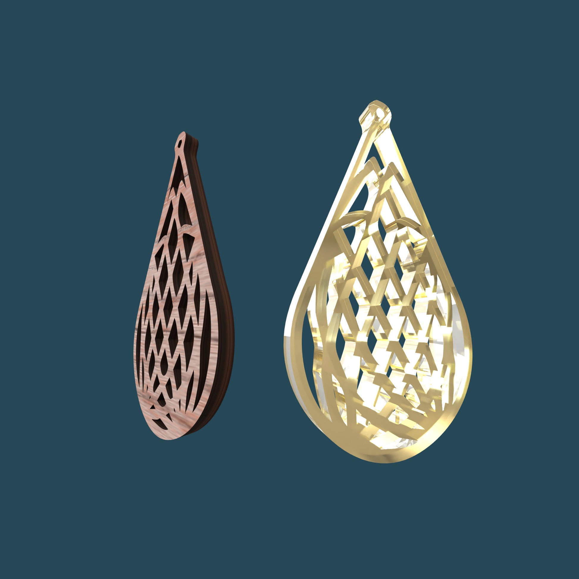 Drop Geometric Earrings - Laser cut vector file