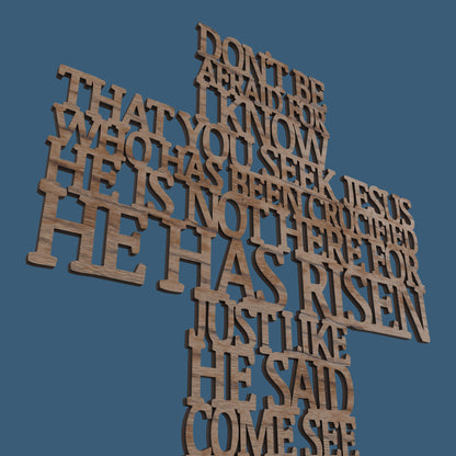 He has Risen (Matthew 28:5) Cross - Laser cut vector file